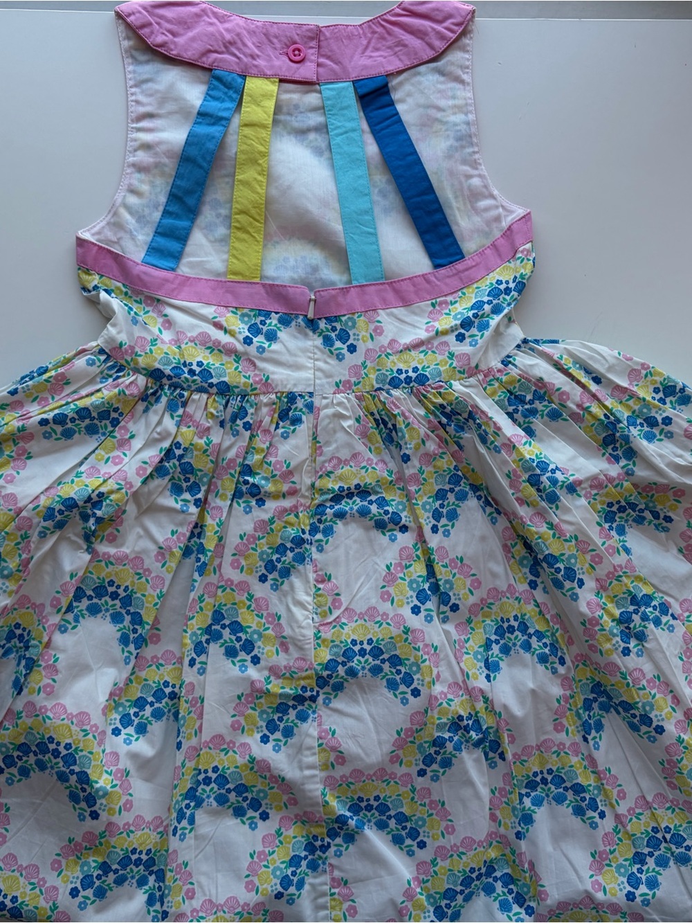 Mini Boden 7-8Y rainbow Sundress with Colorblock Straps